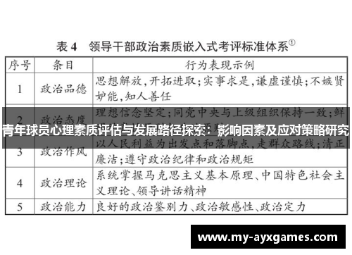 青年球员心理素质评估与发展路径探索：影响因素及应对策略研究