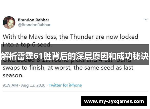解析雷霆61胜背后的深层原因和成功秘诀